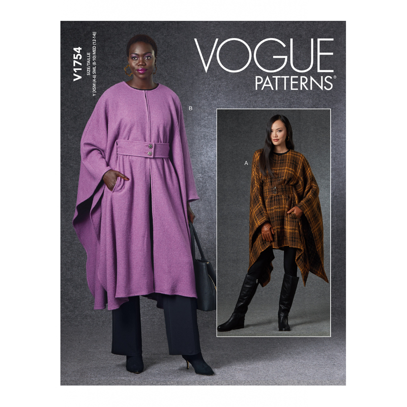 Vogue Sewing Pattern Misses' Cape 1754y (Sizes XS-S-M)