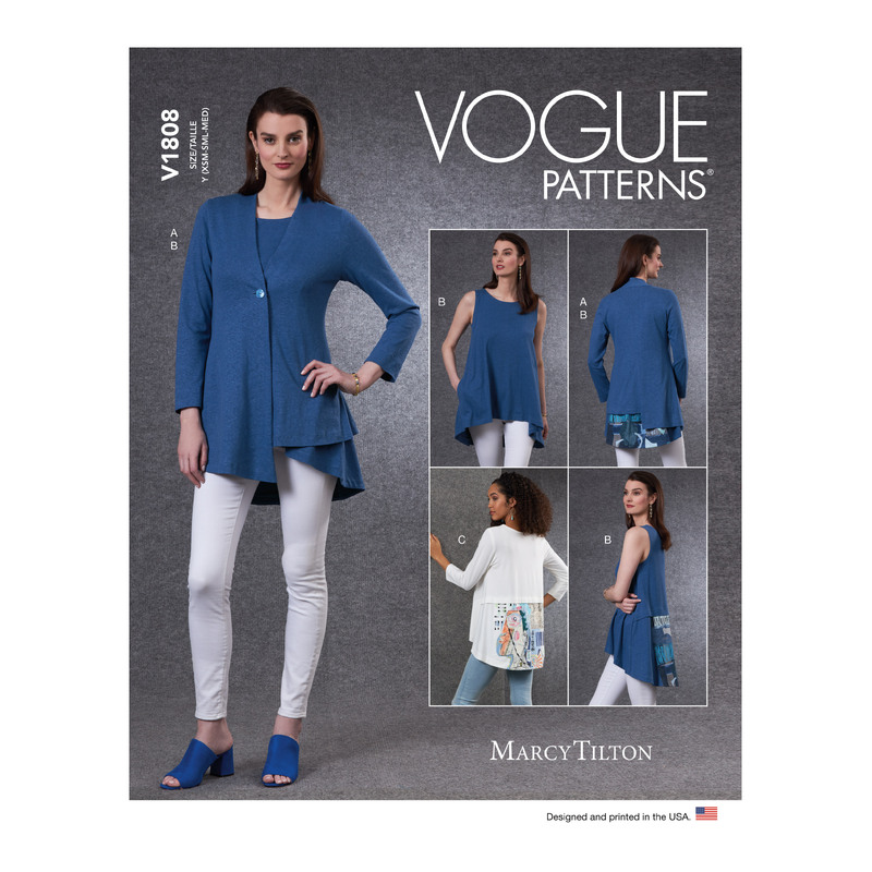 Vogue Sewing Pattern Misses' Cardigan & Tunics 1808y (Sizes XS-S-M)