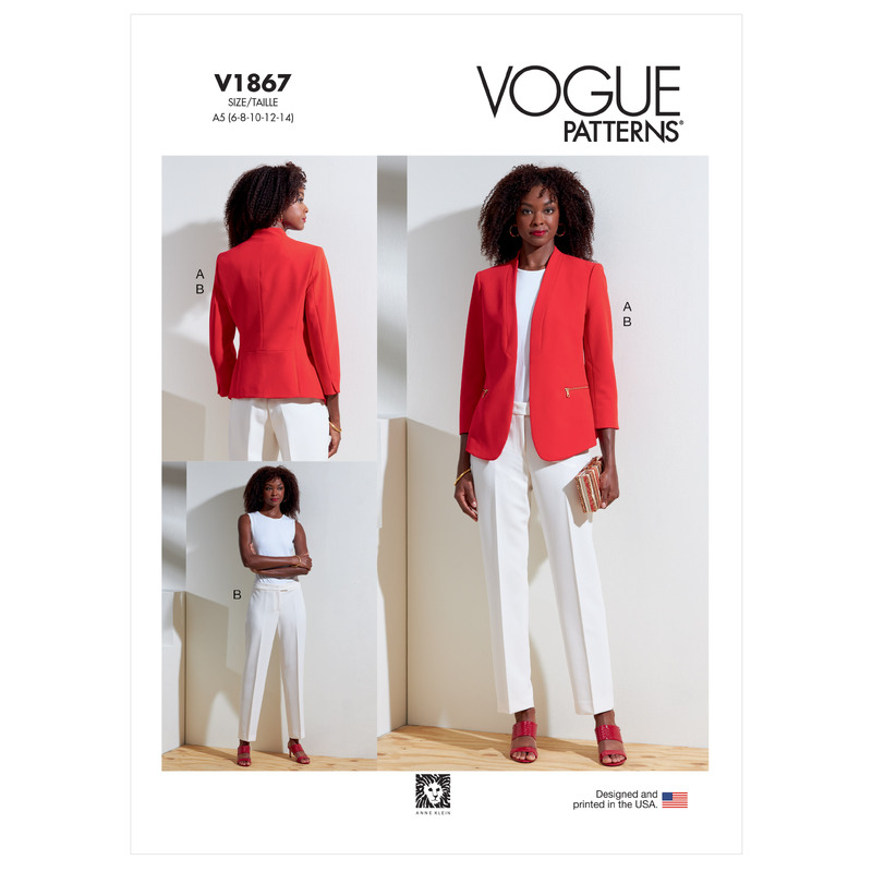 Vogue Sewing Pattern Misses' Jacket and Pants 1867 A5 (Sizes 6-14)