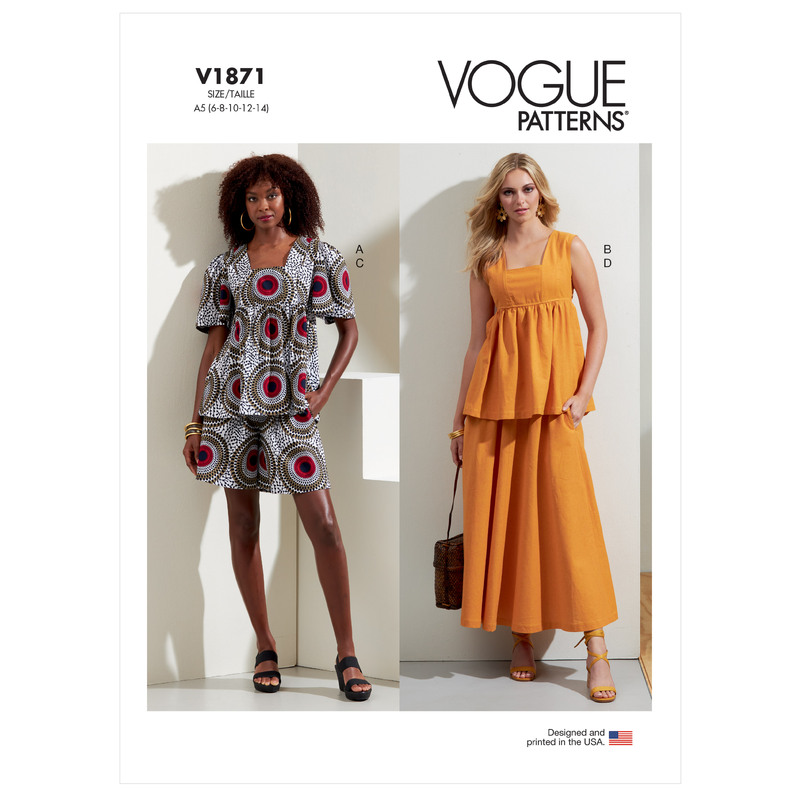 Vogue Sewing Pattern - Misses' Tops, Shorts and Skirt 1871F5