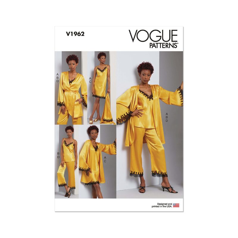 Vogue Patterns V1962a5 Misses’ Robe, Camisole, Slip Dress and Trousers sizes 6-14