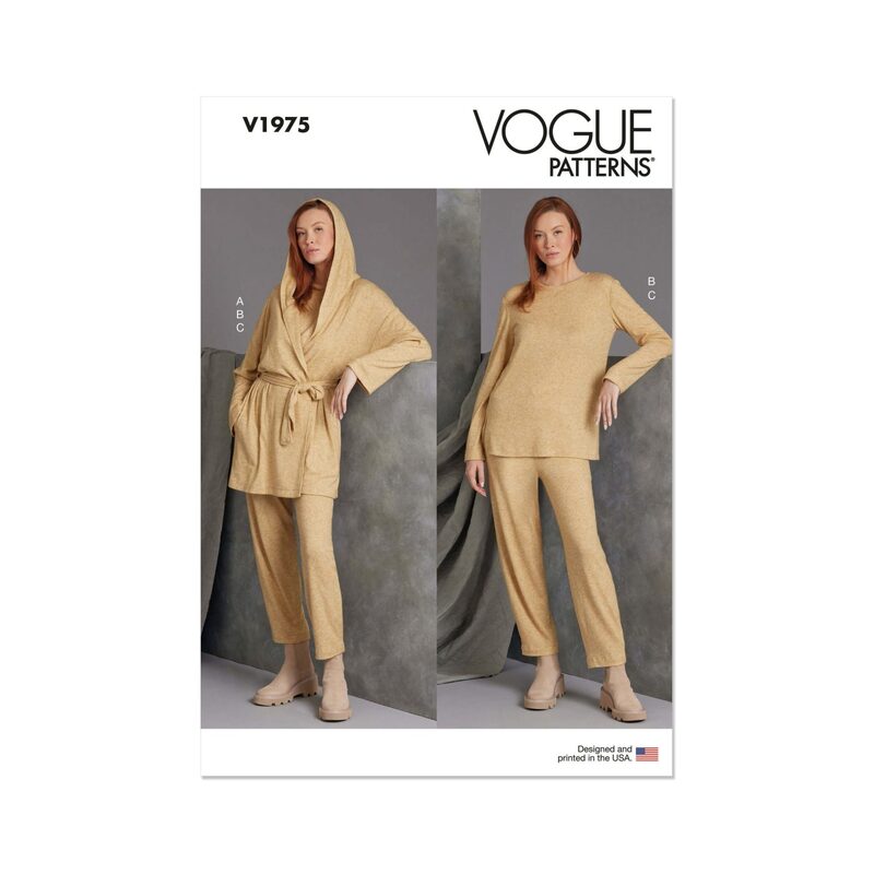 Vogue Patterns V1975 Misses’ Knit Jacket with Belt, Top and Bottoms