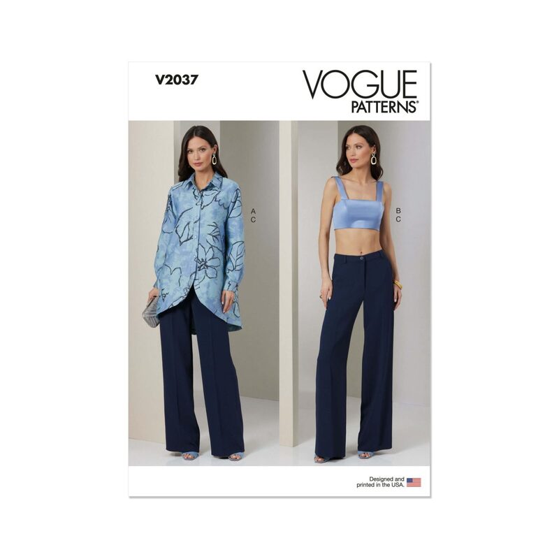 Vogue Patterns V2037b5 Misses’ Shirt, Crop Top and Trousers size 8-16