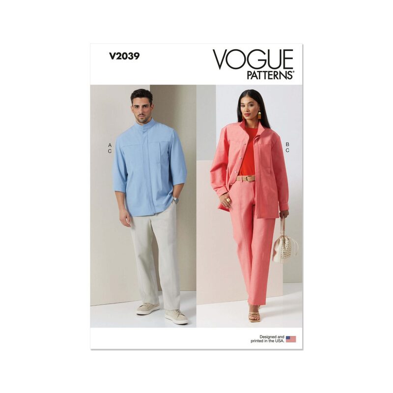 Vogue Patterns V2039a Unisex Shirt and Trousers size s-xxl