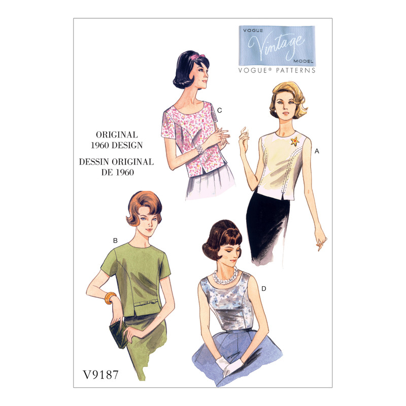 Vogue Sewing Pattern Misses' Jewel or Scoop-Neck, Princess-Seam Tops 9187 A5 (Sizes 6-14)