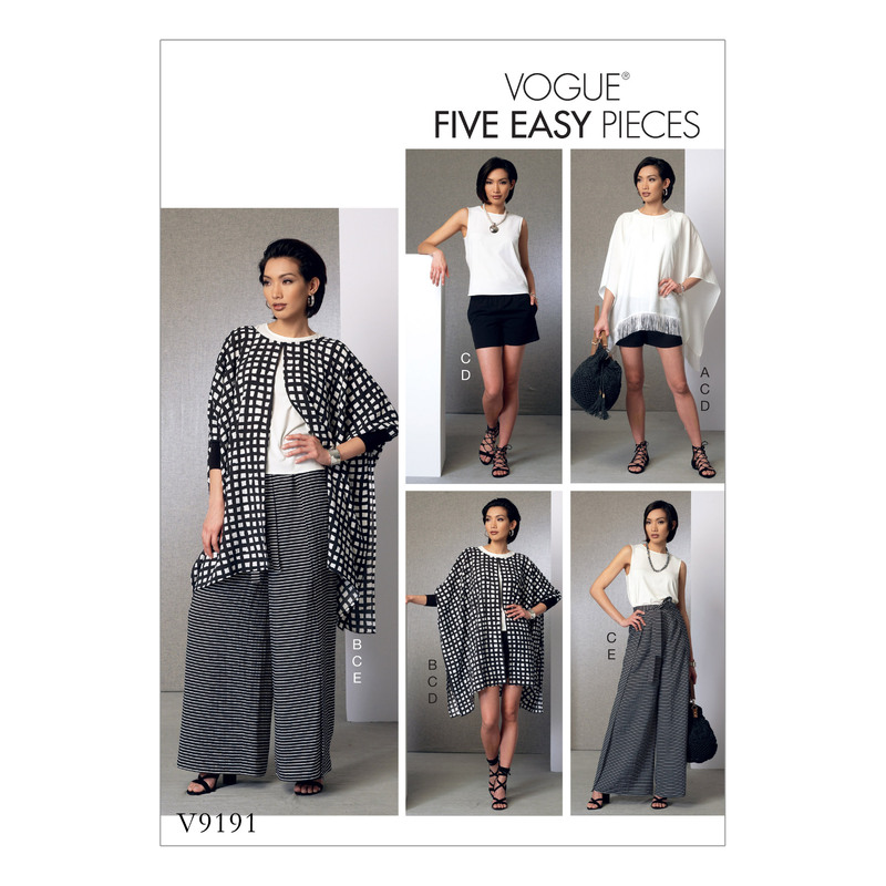 Vogue Sewing Pattern Misses' Ponchos, Back-Pleat Top, Shorts and Wide-Leg Wrap Pants 9191ZZ (Sizes L-XL-XXL)