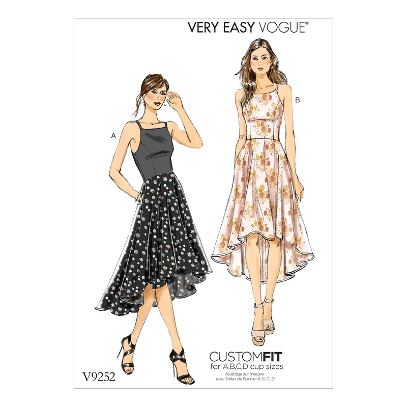 Vogue Sewing Pattern Misses' Princess Seam High-Low Dresses with Pockets 9252 A5 (Sizes 6-14)