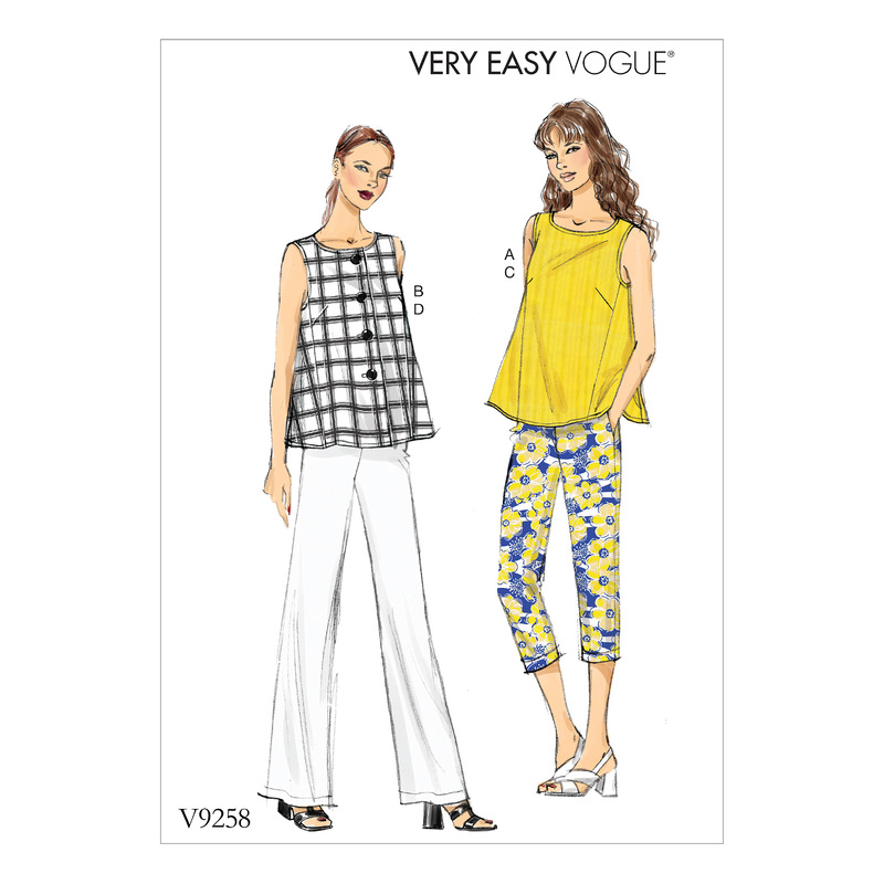 Vogue Sewing Pattern - Misses' Sleeveless Tops with Pull-On Pants 9258B5