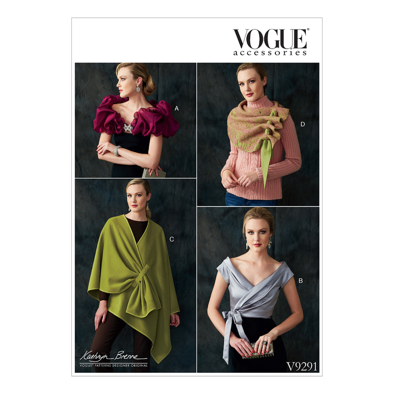 Vogue Sewing Pattern Misses' Wraps, Shrug, and Scarf 9291XY (Sizes S-M-L)