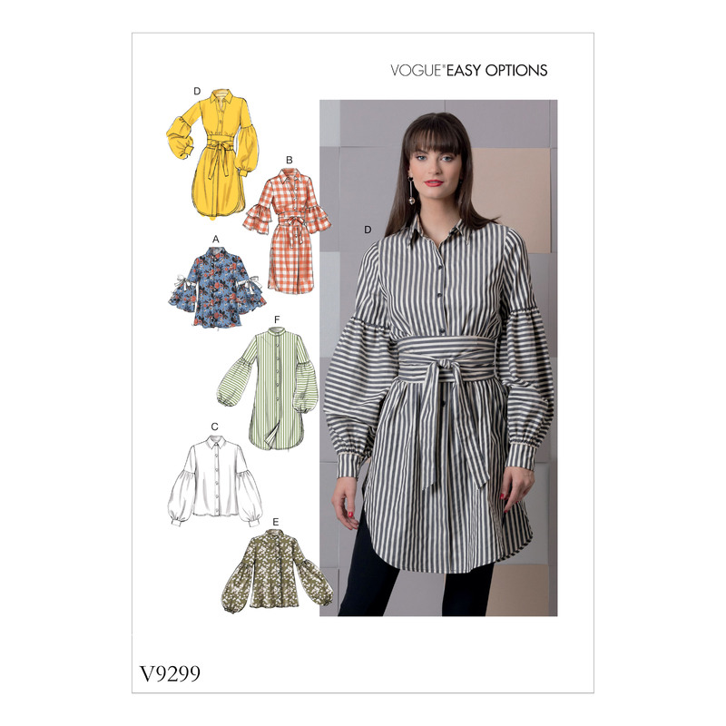 Vogue Sewing Pattern Misses' Top and Belt 9299E5 (Sizes 14-22)