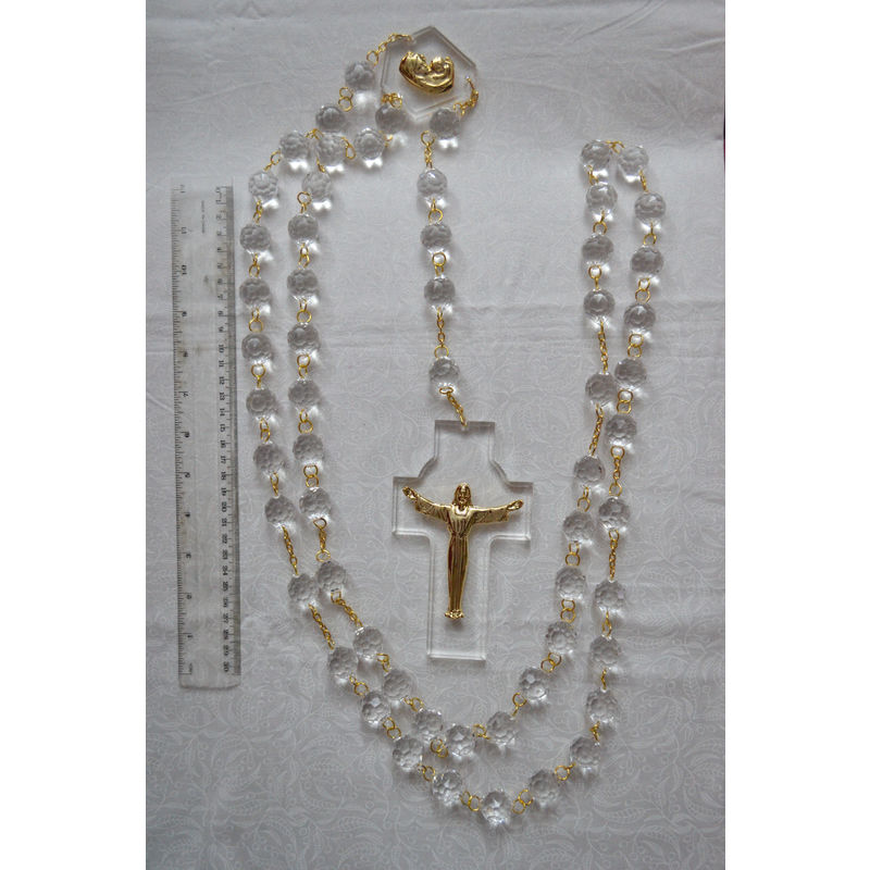 Large Crystal Wall Rosary, 145cm Drop, 14.5cm Crucifix