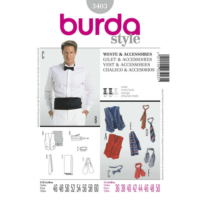 Burda B3403 , Vest & Accessories Sewing Pattern Burda Sewing Pattern 3403