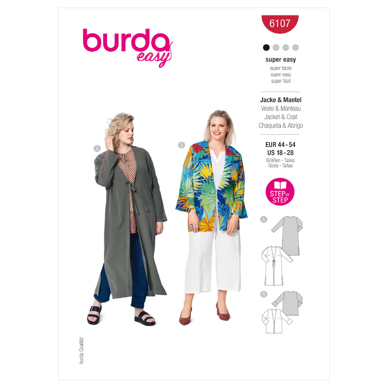 6107 BUR PLUS SIZE JACKET Burda Sewing Pattern 6107