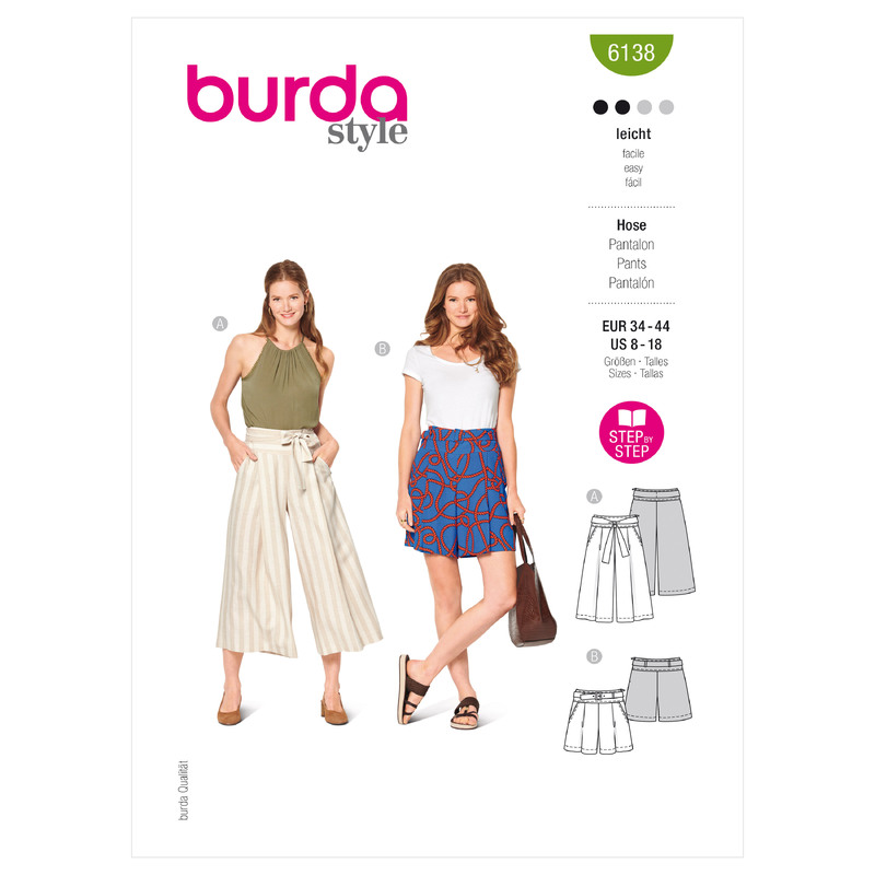 6138 BUR MISSES SKIRT / PANTS Burda Sewing Pattern 6138