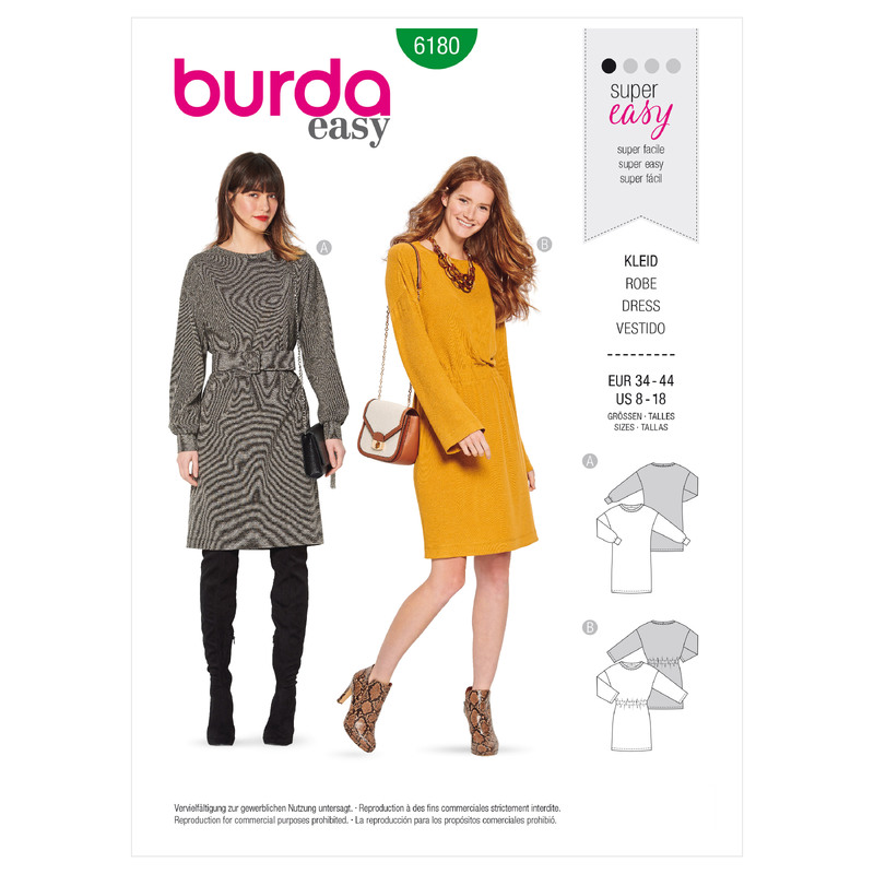 6180 BUR MISSES DRESS Burda Sewing Pattern 6180