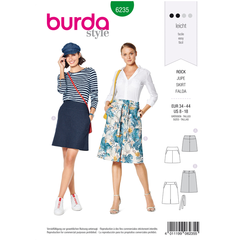 Burda Style Pattern 6235 Misses' Skirt with Yoke - Hip Yoke Pockets Burda Sewing Pattern 6235