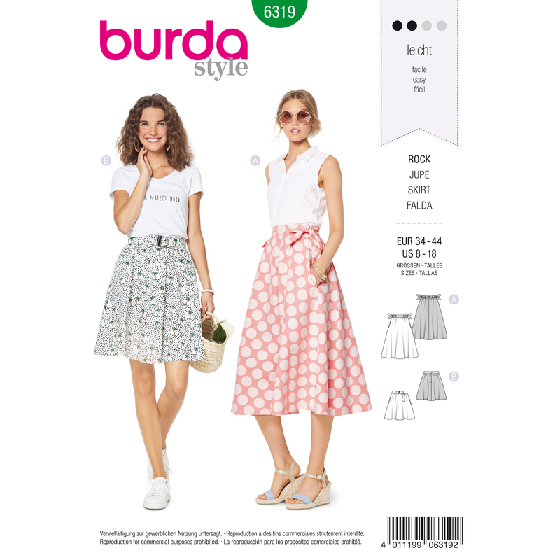 Burda Style Pattern 6319 Misses' bell shaped skirt Burda Sewing Pattern 6319