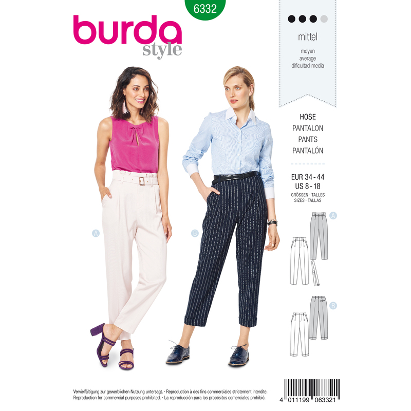 Burda Style Pattern 6332 Misses' highwaisted pants Burda Sewing Pattern 6332