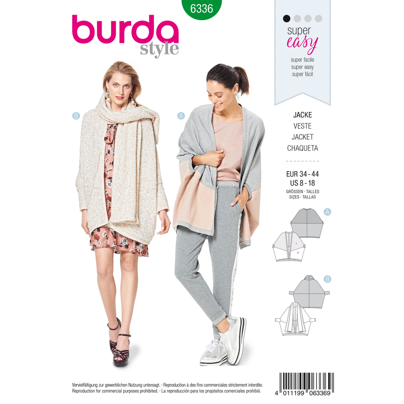 Burda Style Pattern 6336 Misses' over-sized jacket Burda Sewing Pattern 6336