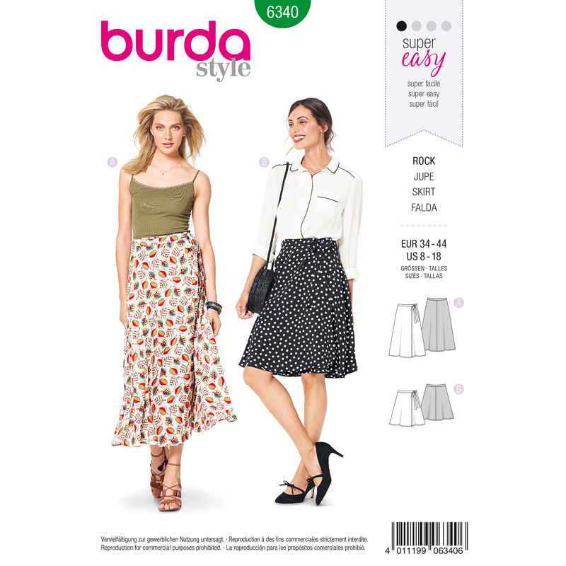 Burda Style Pattern 6340 Misses' wrap skirt Burda Sewing Pattern 6340