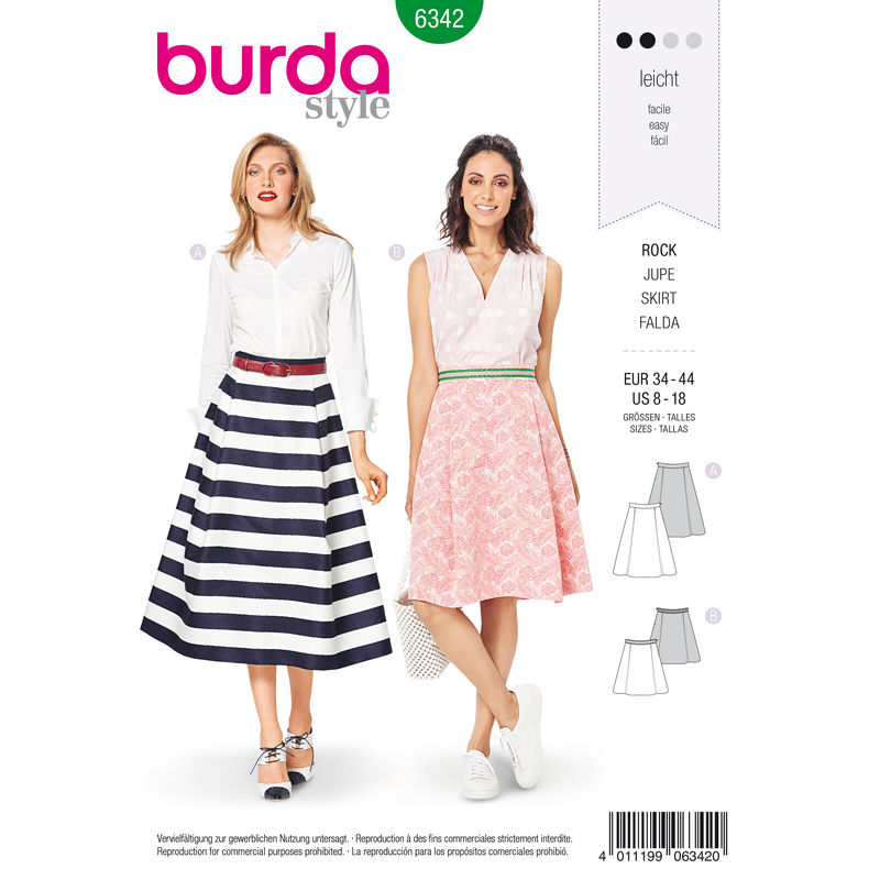 Burda Style Pattern 6342 Misses' side pleat skirt Burda Sewing Pattern 6342