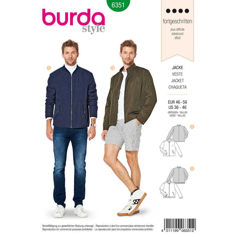 Burda Style Pattern 6351 Men's jacket Burda Sewing Pattern 6351