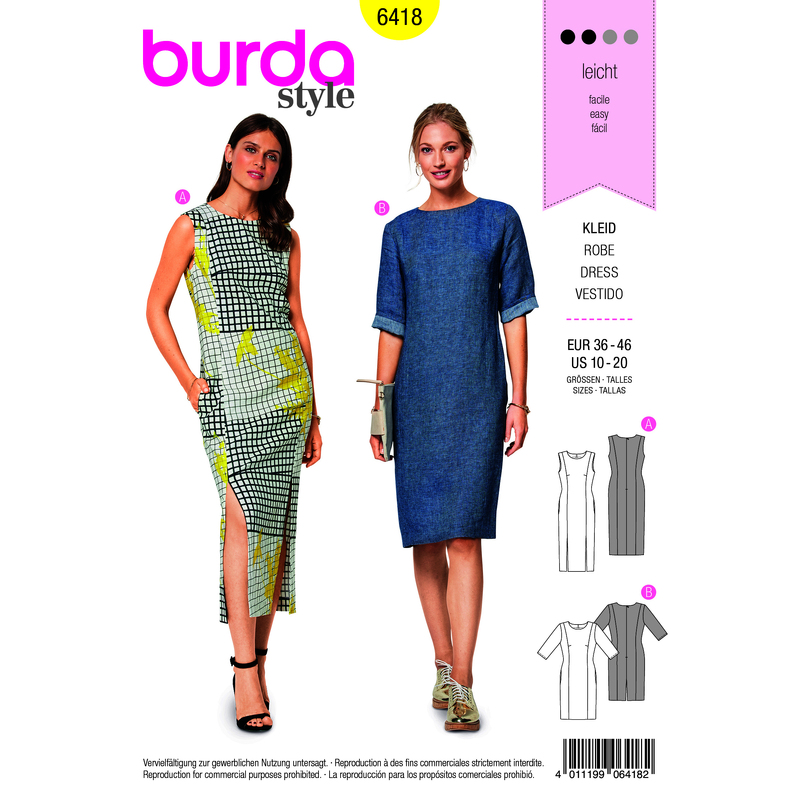 Burda Style Pattern B6418 Women's Feminine Dresses Burda Sewing Pattern 6418