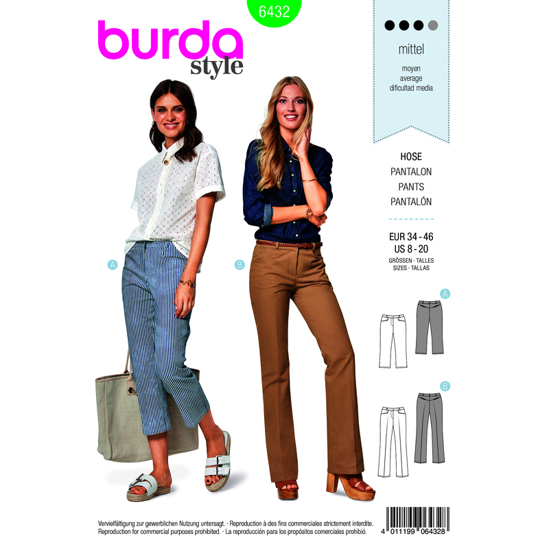 Burda Style Pattern B6432 Women's Dress Trousers Burda Sewing Pattern 6432