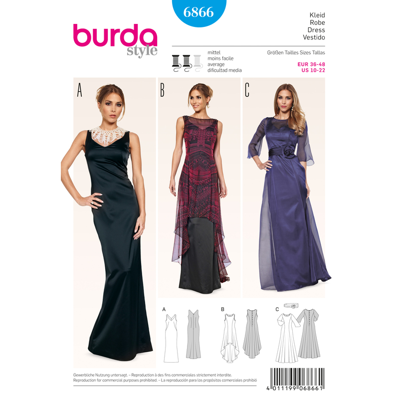 Burda B6866 burda style evening & bridal wear Sewing Pattern Burda Sewing Pattern 6866