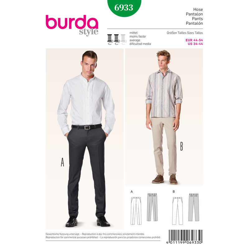 Burda B6933 Burda Style Menswear Sewing Pattern Burda Sewing Pattern 6933