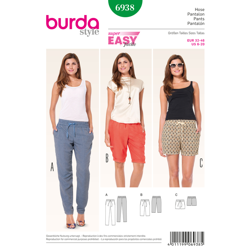 Burda B6938 Burda Style Trousers Sewing Pattern Burda Sewing Pattern 6938