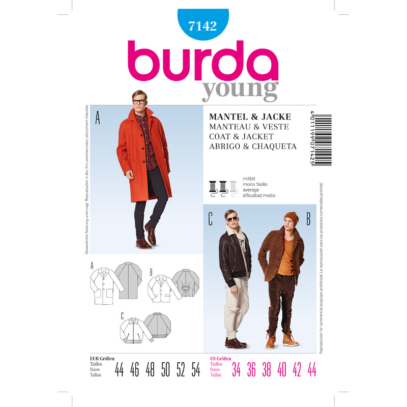 Burda B7142 Coat &Jacket Sewing Pattern Burda Sewing Pattern 7142