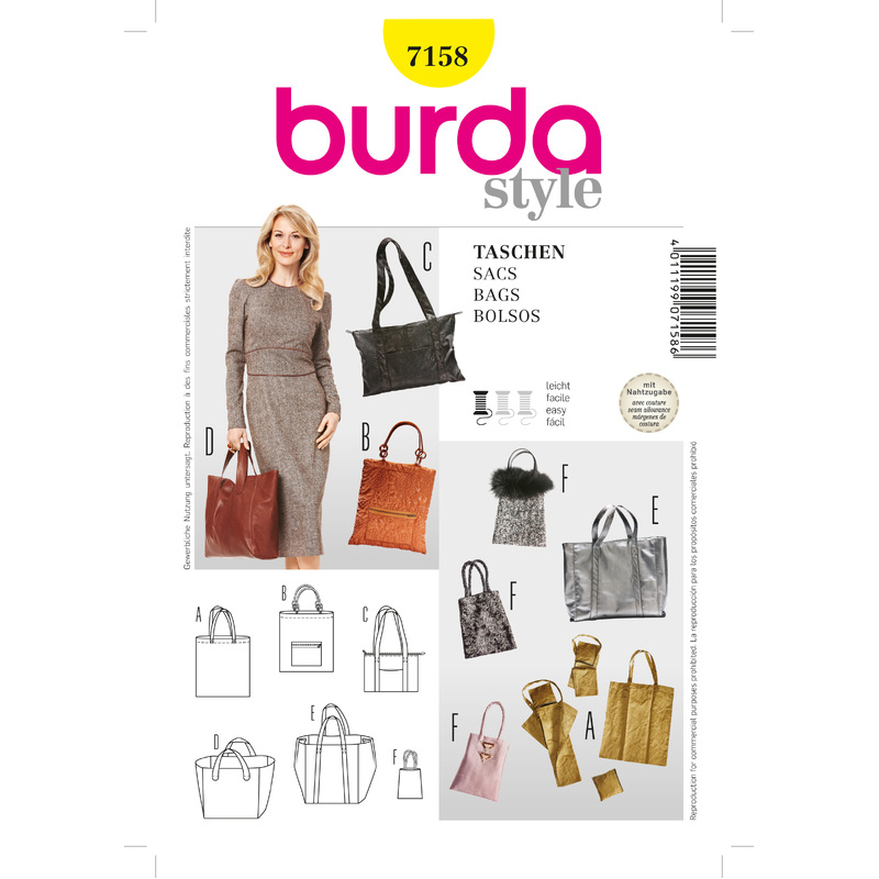 Burda B7158 Shopping Bag Sewing Pattern Burda Sewing Pattern 7158