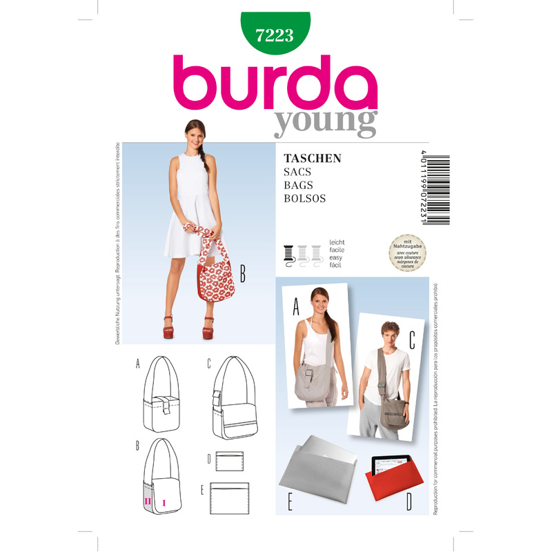 Burda Style B7223 Bag Sewing Pattern Burda Sewing Pattern 7223