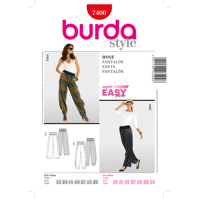 Burda Style B7400 Trousers Sewing Pattern Burda Sewing Pattern 7400