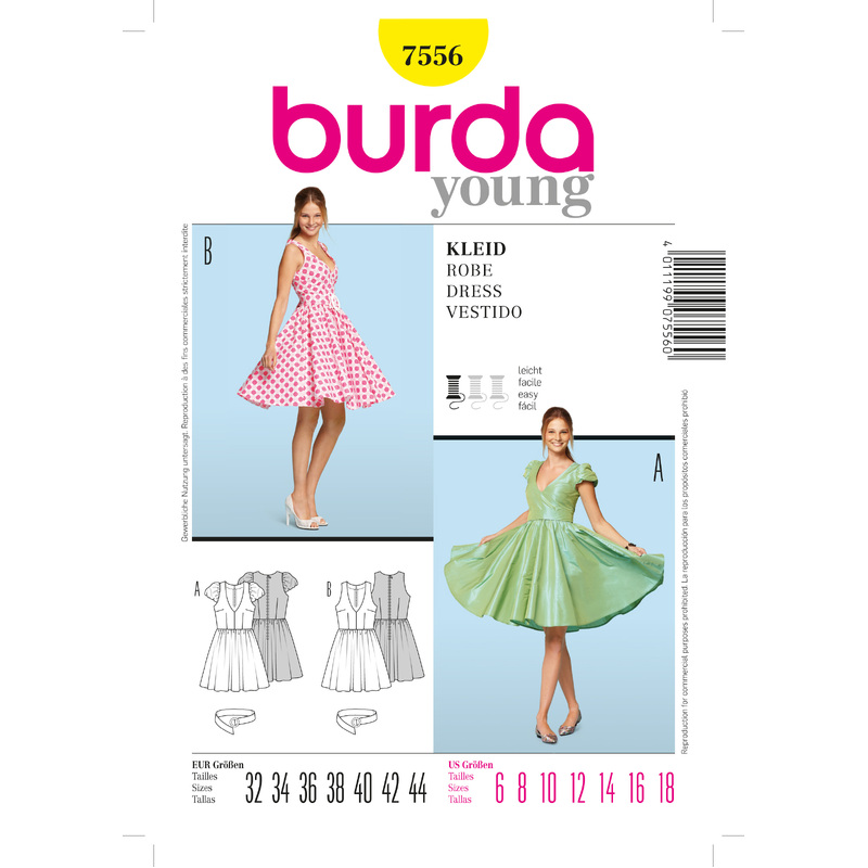 Burda Style B7556 Dress Sewing Pattern Burda Sewing Pattern 7556