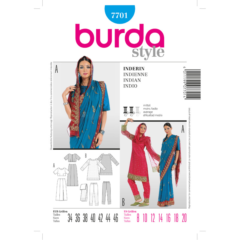 Burda B7701 Traditional Sari Sewing Pattern Burda Sewing Pattern 7701