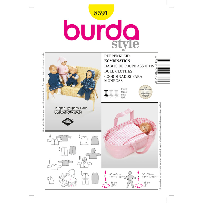 Burda B8591 Doll Clothes Sewing Pattern Burda Sewing Pattern 8591