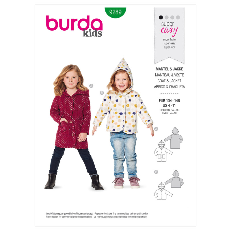 9289 BUR CHILD JACKET Burda Sewing Pattern 9289