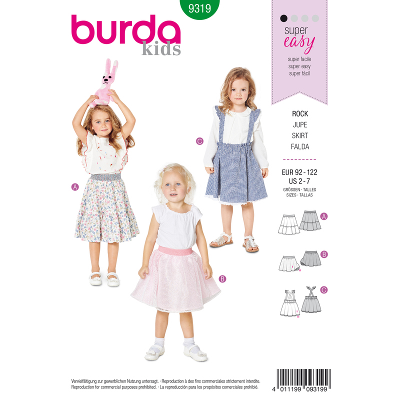 Burda Style Pattern 9319 Child's pinafore skirt Burda Sewing Pattern 9319