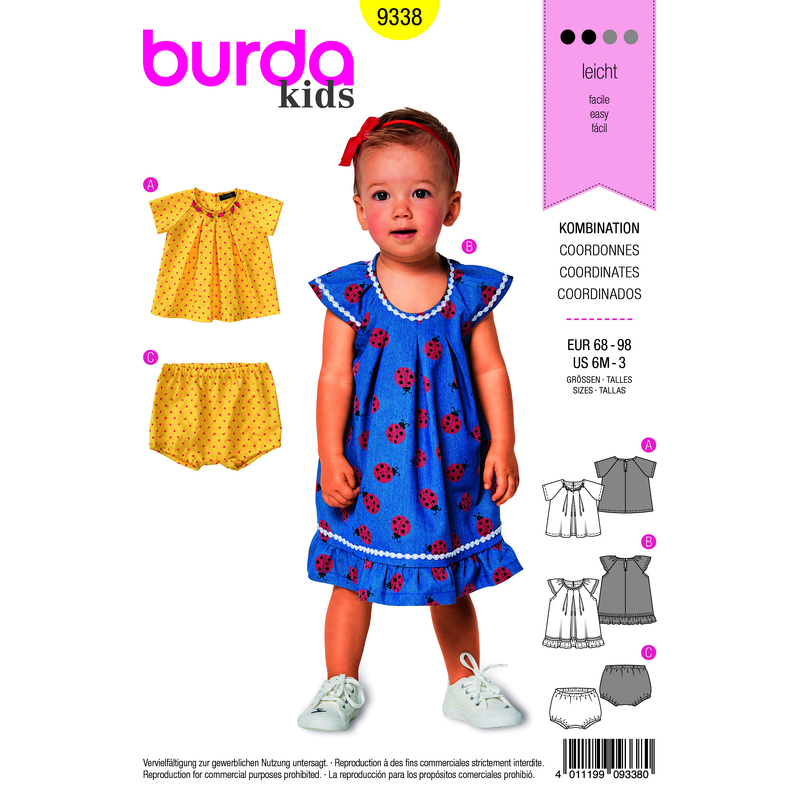 Burda Style Pattern B9338 Toddler's Blouse and Dress Burda Sewing Pattern 9338