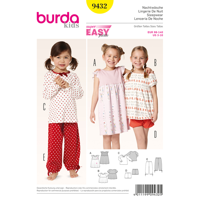 Burda Style B9432 Childrens Sewing Pattern Burda Sewing Pattern 9432