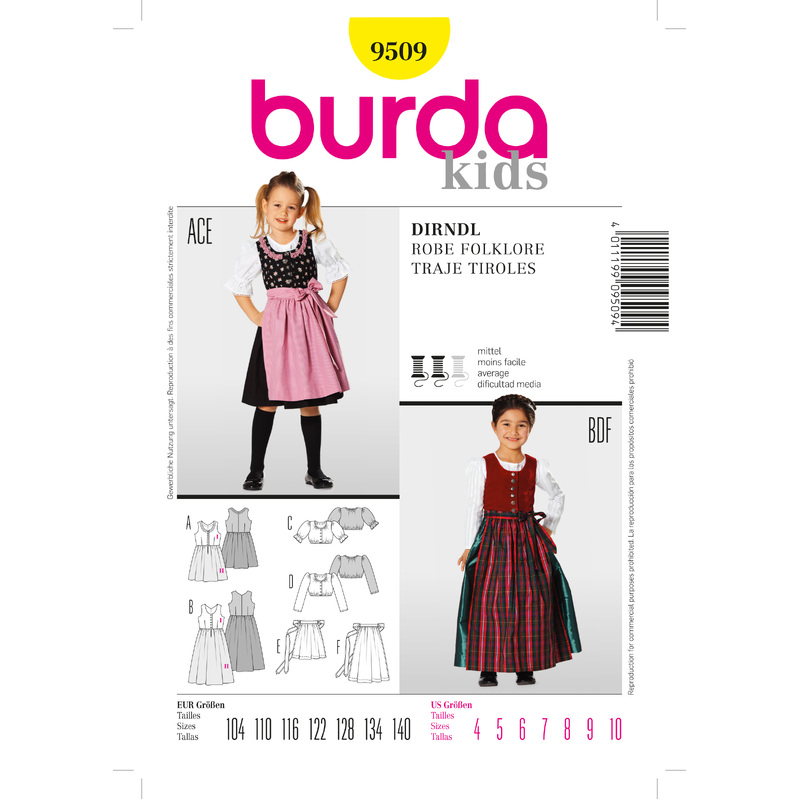 Burda B9509 Dirndl Dress Sewing Pattern Burda Sewing Pattern 9509