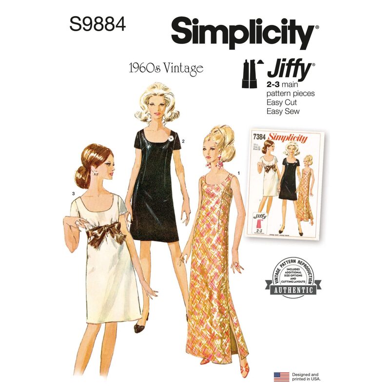 Simplicity Sewing Pattern S9884h5Misses’ Dress in Two Lengths sizes 6-14