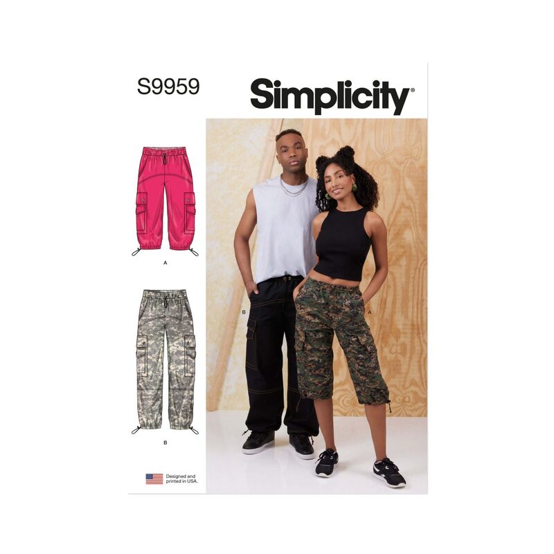 Simplicity Sewing Pattern S9959a Unisex Cargo trousers size xs-xxl