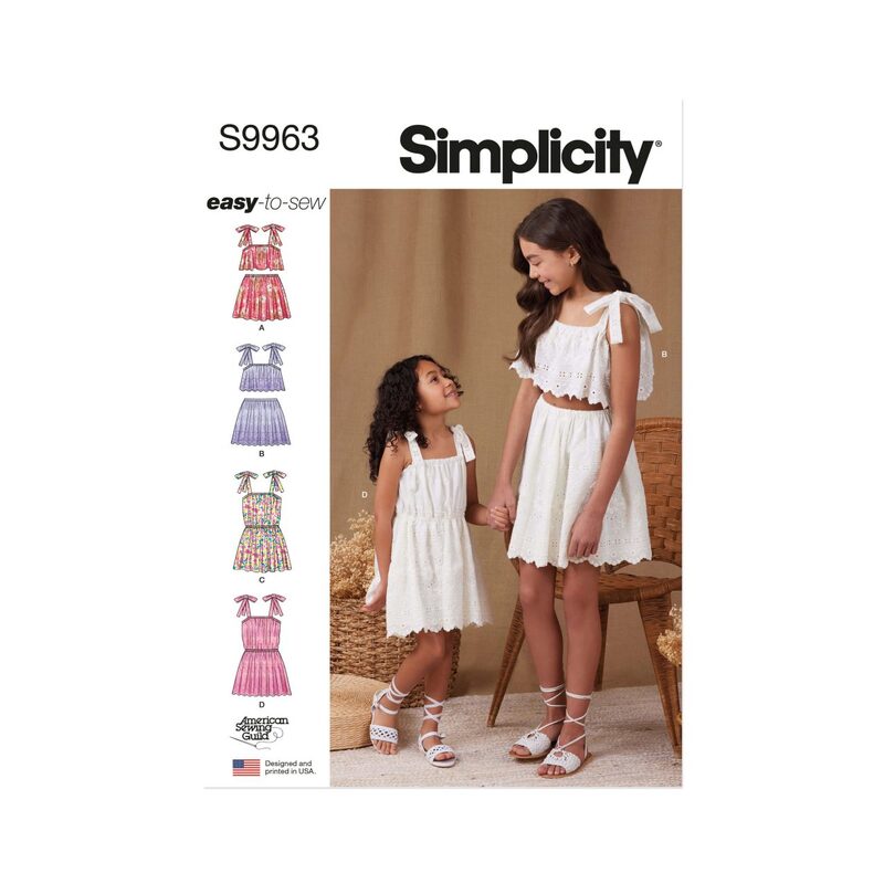 Simplicity Sewing Pattern S9963hh Children & Girls Tops Skirt & Dress size 3-6