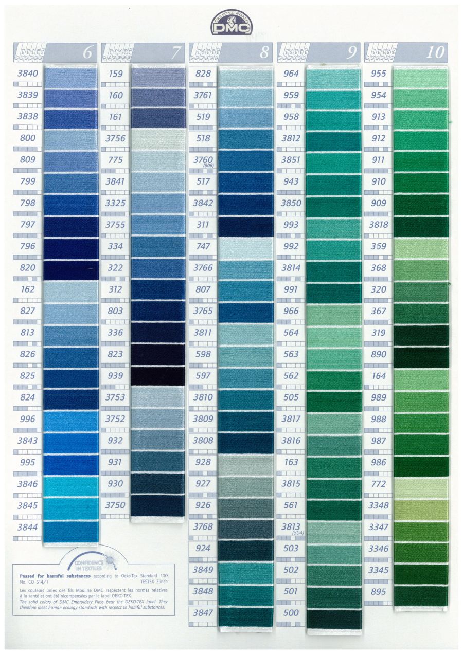 DMC True Colour Thread Charts – DMC Six-strand Embroidery Floss Free Colour  Chart - Cross-Stitch Vienna